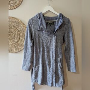 Roots Light Gray Hooded Long Coat